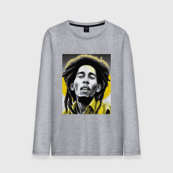 Лонгслив хлопковый мужской Bob Marley Digital Art, цвет: меланж