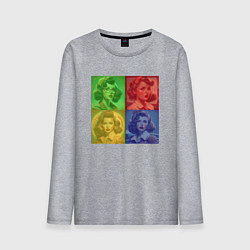 Лонгслив хлопковый мужской Цветные ретро девушки, цвет: меланж