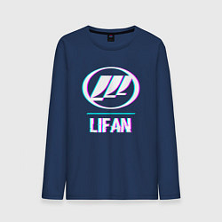Лонгслив хлопковый мужской Значок Lifan в стиле glitch, цвет: тёмно-синий