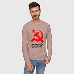 Лонгслив хлопковый мужской СССР стиль, цвет: пыльно-розовый — фото 2