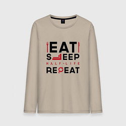 Мужской лонгслив Надпись: eat sleep Half-Life repeat