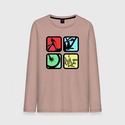 Лонгслив хлопковый мужской Кататься, цвет: пыльно-розовый