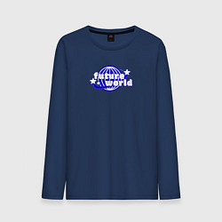 Лонгслив хлопковый мужской Future world, цвет: тёмно-синий