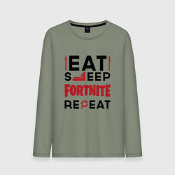 Мужской лонгслив Надпись: eat sleep Fortnite repeat