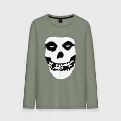 Лонгслив хлопковый мужской Череп misfits, цвет: авокадо