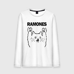 Лонгслив хлопковый мужской Ramones - rock cat, цвет: белый