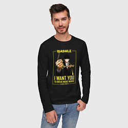 Лонгслив хлопковый мужской I want you to break magic wands, цвет: черный — фото 2