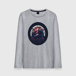 Лонгслив хлопковый мужской Японский рассвет в горах, цвет: меланж