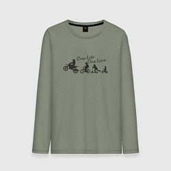 Лонгслив хлопковый мужской One life one love, цвет: авокадо