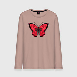 Лонгслив хлопковый мужской Албания бабочка, цвет: пыльно-розовый