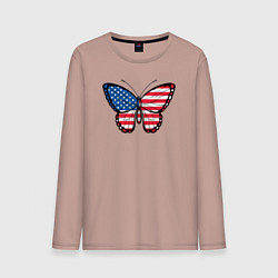 Лонгслив хлопковый мужской США бабочка, цвет: пыльно-розовый