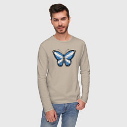 Лонгслив хлопковый мужской Шотландия бабочка, цвет: миндальный — фото 2