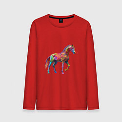 Лонгслив хлопковый мужской Конь геометрик, цвет: красный
