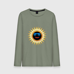 Лонгслив хлопковый мужской Солнце в очках, цвет: авокадо