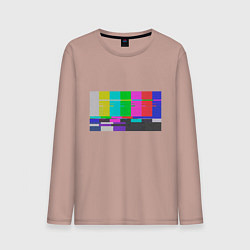 Лонгслив хлопковый мужской Разноцветные полосы в телевизоре, цвет: пыльно-розовый