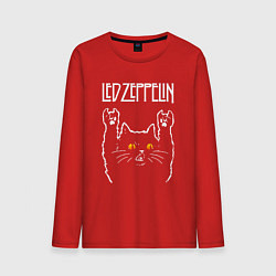 Лонгслив хлопковый мужской Led Zeppelin rock cat, цвет: красный