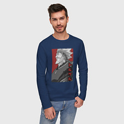 Лонгслив хлопковый мужской Торкель, цвет: тёмно-синий — фото 2