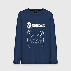 Лонгслив хлопковый мужской Sabaton rock cat, цвет: тёмно-синий