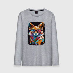 Лонгслив хлопковый мужской Abstract Colorful Fox, цвет: меланж