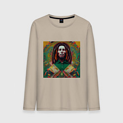 Мужской лонгслив Фрактальный граффити арт Боб Марли