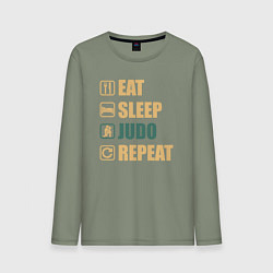 Лонгслив хлопковый мужской Eat sleep judo, цвет: авокадо