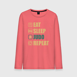 Лонгслив хлопковый мужской Eat sleep judo, цвет: коралловый