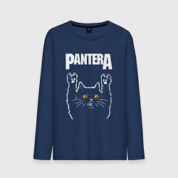 Лонгслив хлопковый мужской Pantera rock cat, цвет: тёмно-синий