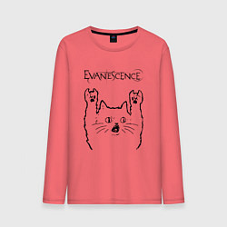 Лонгслив хлопковый мужской Evanescence - rock cat, цвет: коралловый