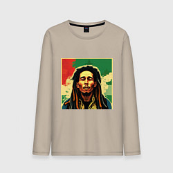 Мужской лонгслив Боб Марли в красных цветах граффити