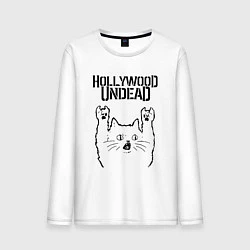 Лонгслив хлопковый мужской Hollywood Undead - rock cat, цвет: белый