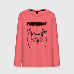 Лонгслив хлопковый мужской Powerwolf - rock cat, цвет: коралловый