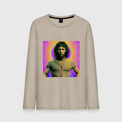 Лонгслив хлопковый мужской Jim Morrison Galo Glitch Art, цвет: миндальный