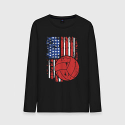Лонгслив хлопковый мужской Volleyball USA, цвет: черный