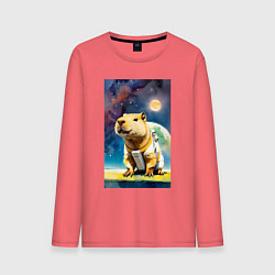 Мужской лонгслив Capybara brave astronaut - neural network