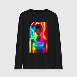 Мужской лонгслив Japanese girl - neon glow - neural network