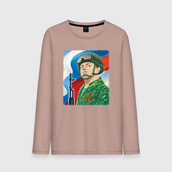Лонгслив хлопковый мужской Солдат России, цвет: пыльно-розовый