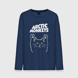 Лонгслив хлопковый мужской Arctic Monkeys rock cat, цвет: тёмно-синий