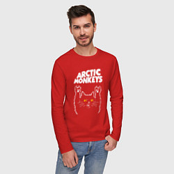 Лонгслив хлопковый мужской Arctic Monkeys rock cat, цвет: красный — фото 2