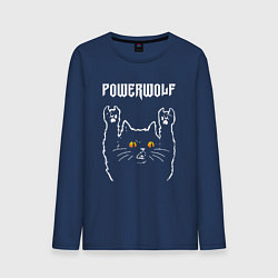 Лонгслив хлопковый мужской Powerwolf rock cat, цвет: тёмно-синий