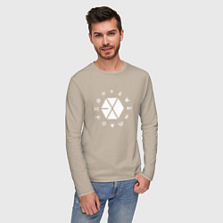 Лонгслив хлопковый мужской Logo EXO, цвет: миндальный — фото 2