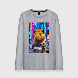 Мужской лонгслив Cool capybara - urban style - neural network