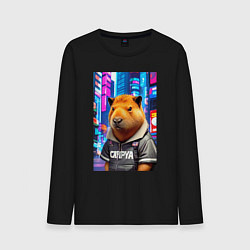 Мужской лонгслив Cool capybara - urban style - neural network