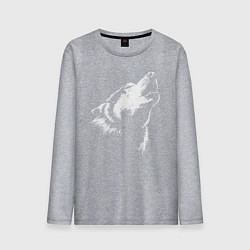 Лонгслив хлопковый мужской Волк воет, цвет: меланж