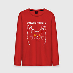 Лонгслив хлопковый мужской OneRepublic rock cat, цвет: красный