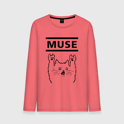 Лонгслив хлопковый мужской Muse - rock cat, цвет: коралловый