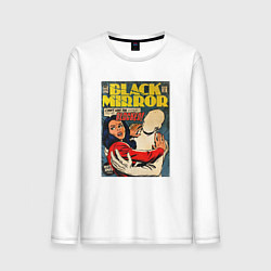 Лонгслив хлопковый мужской Белое рождество - Черное зеркало: комикс обложка, цвет: белый