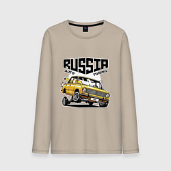 Лонгслив хлопковый мужской Russia tuning car, цвет: миндальный
