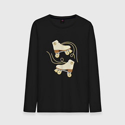 Лонгслив хлопковый мужской Ретро ролики со смайлом, цвет: черный