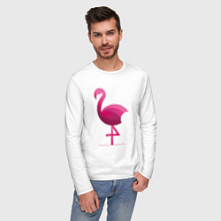 Лонгслив хлопковый мужской Фламинго минималистичный, цвет: белый — фото 2
