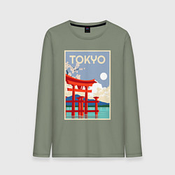 Лонгслив хлопковый мужской Tokyo - japan, цвет: авокадо
